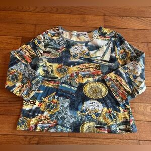 Y2K cruise wear allover print crop